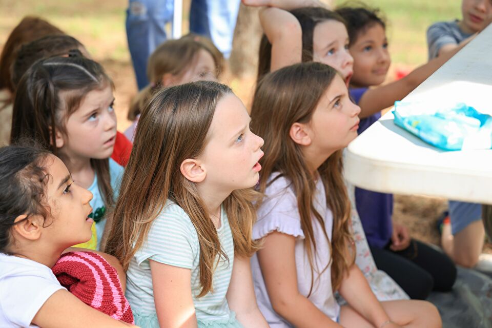 Students attending an activity station
