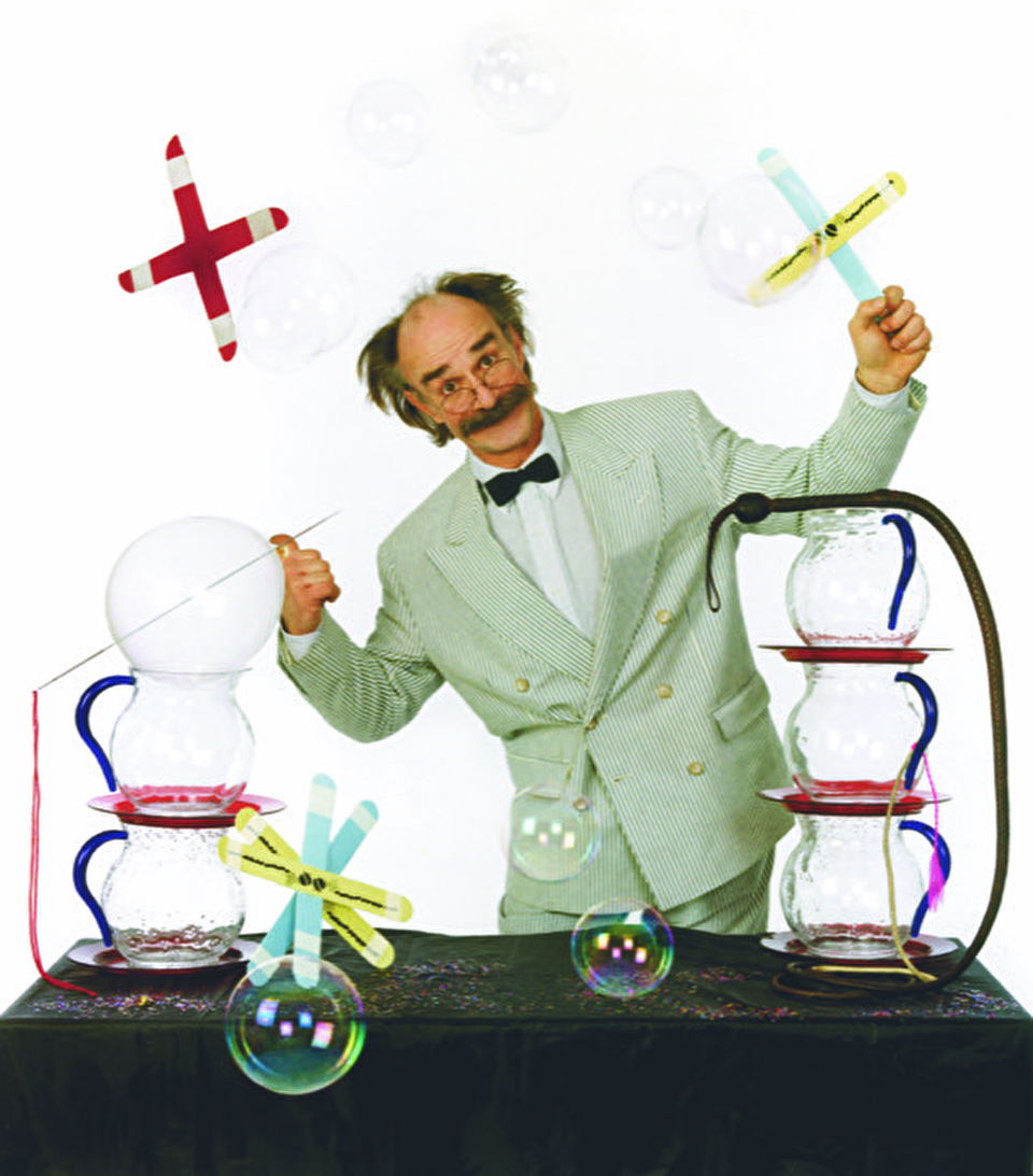 Photo of Mr. Fish with scientific props