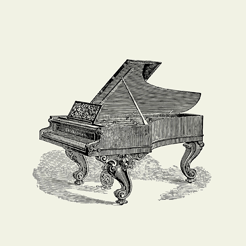 sketch of grand piano