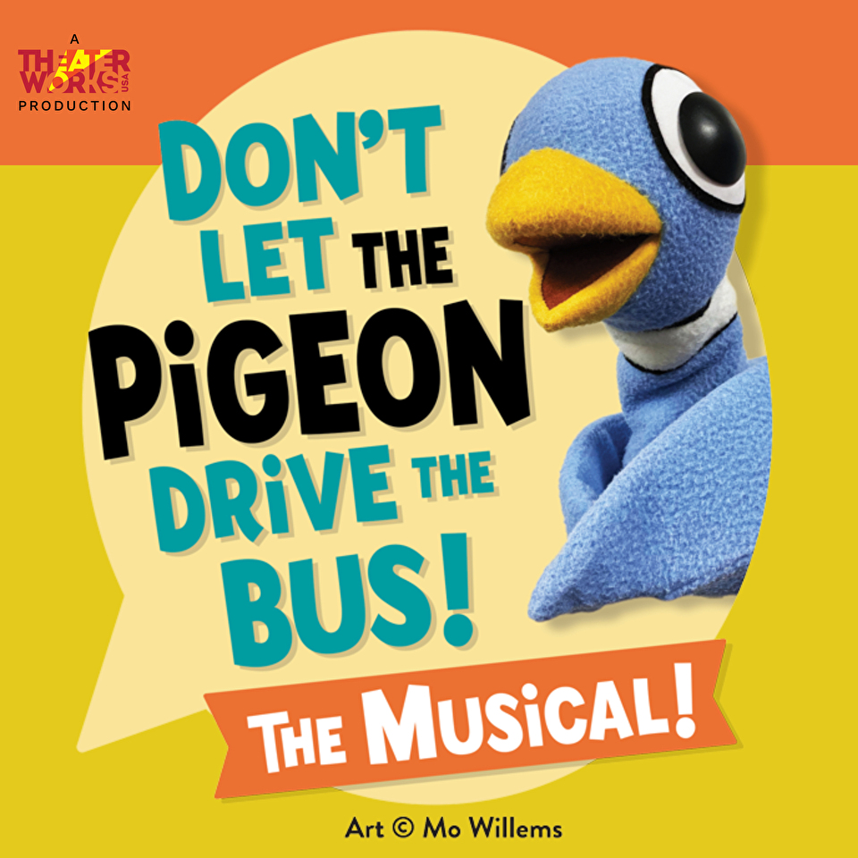 Logo with puppet-looking pigeon