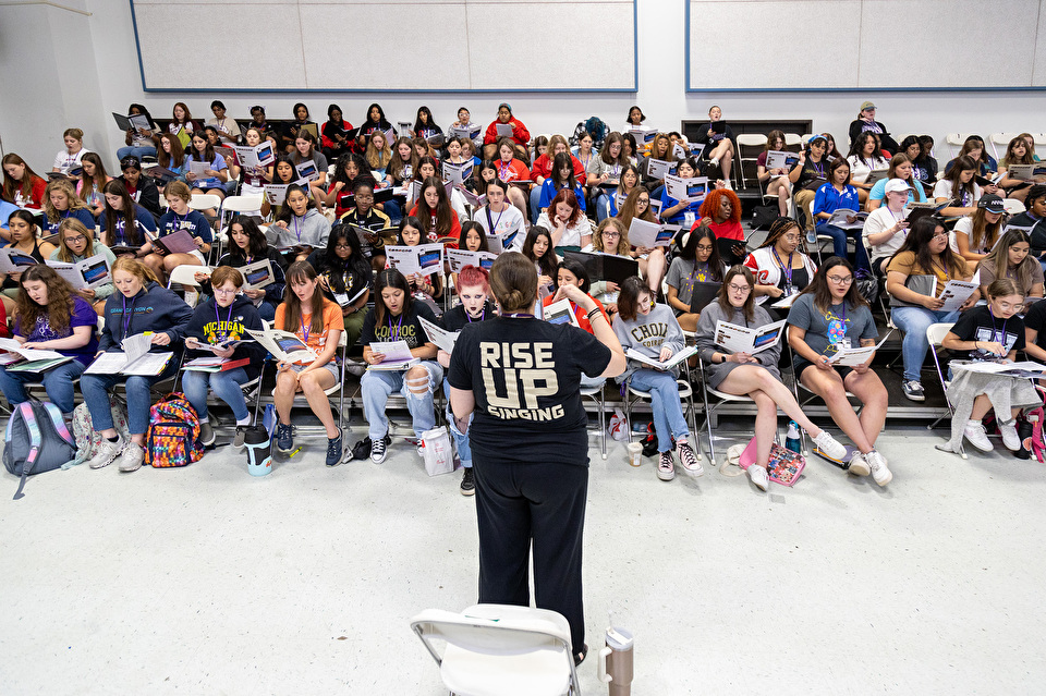 Choir campers rehearsing