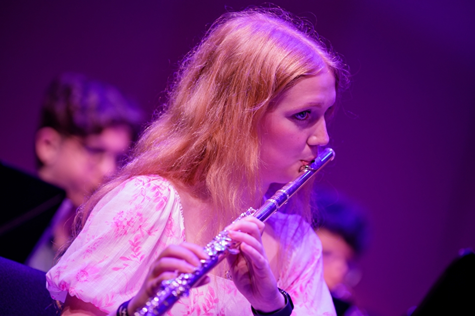 flute player at band camp concert