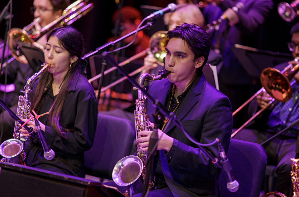 Musicians playing on stage